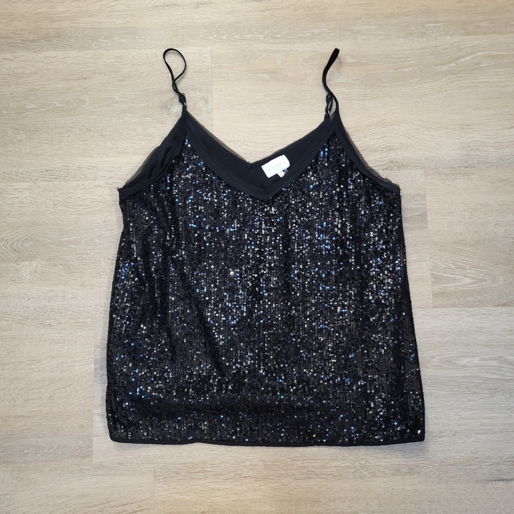 5/$20 ENTRO Black Sequin Cami NYE Large